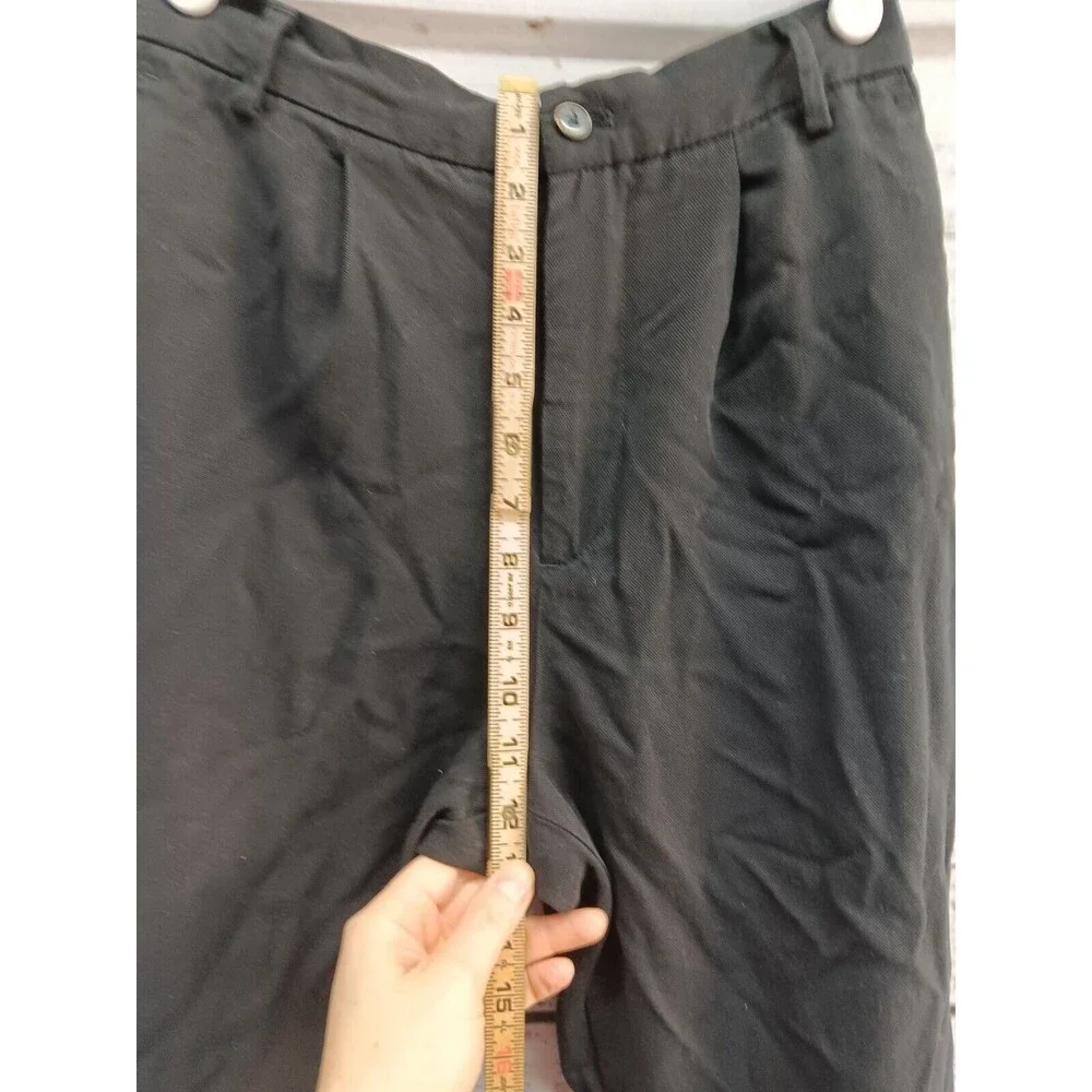 Zara Crop Pants Women's Small High Rise Belt Loops Length in Black Linen Blend